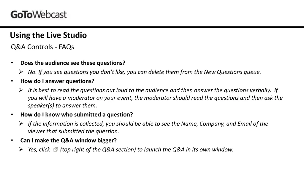 using the live studio 3
