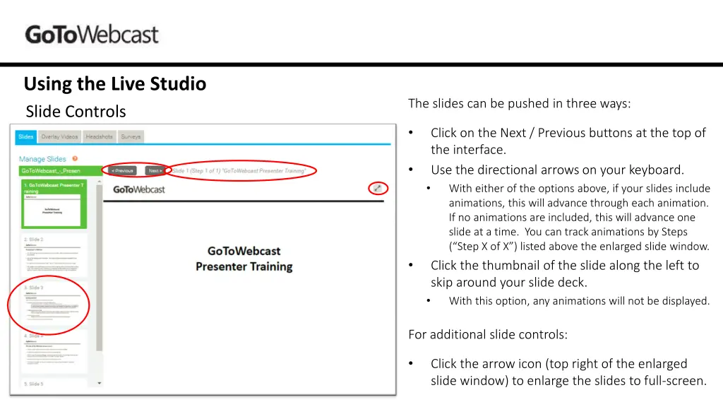 using the live studio