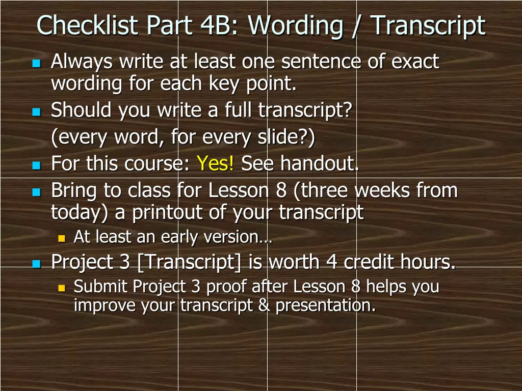 checklist part 4b wording transcript