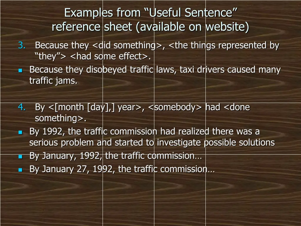 examples from useful sentence reference sheet 1