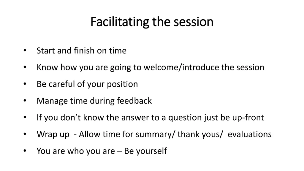 facilitating the session facilitating the session