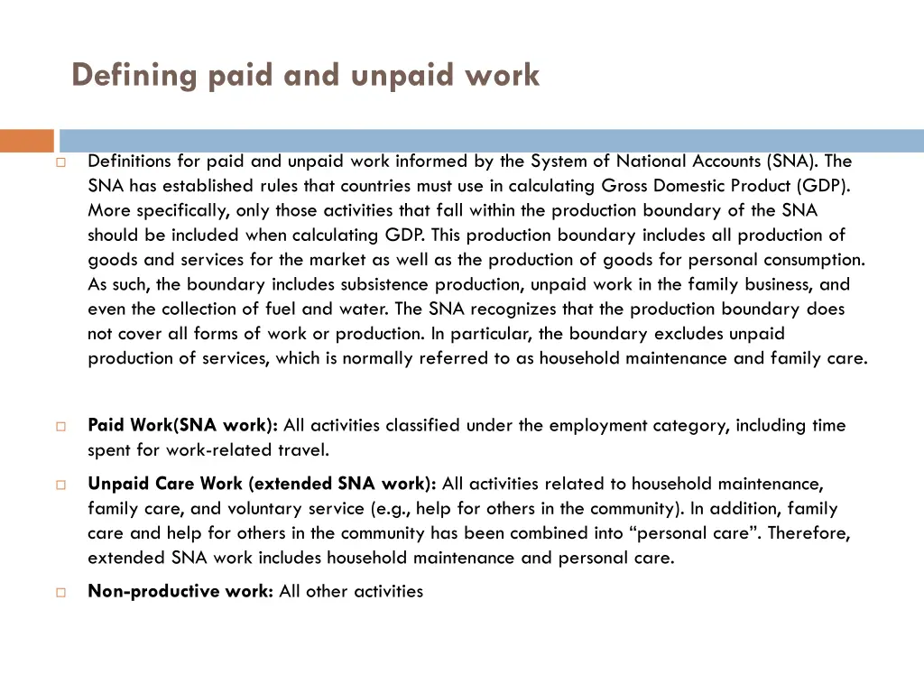 defining paid and unpaid work
