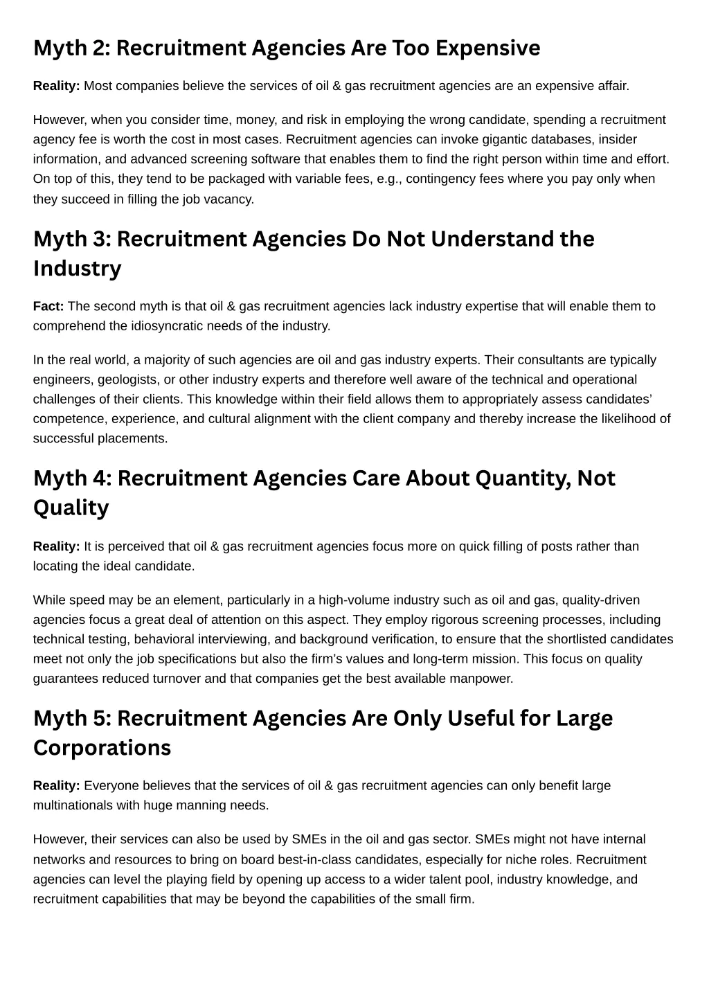 myth 2 recruitment agencies are too expensive