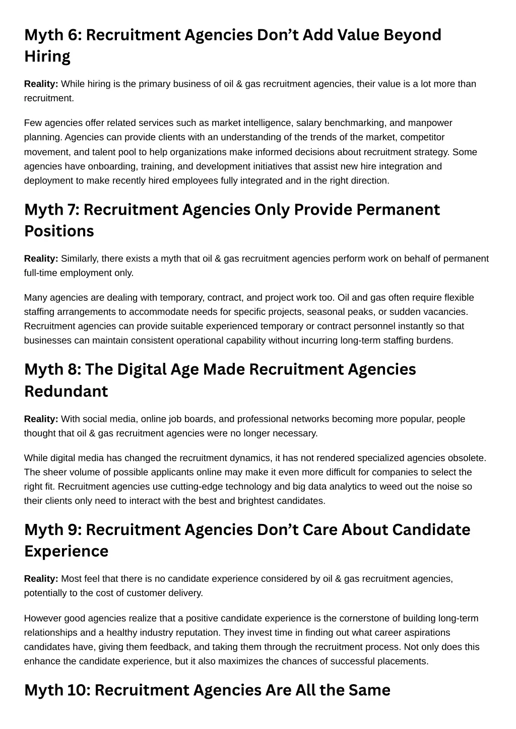myth 6 recruitment agencies don t add value