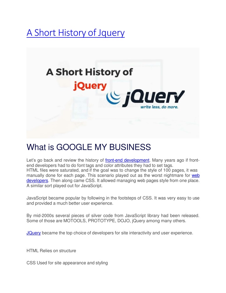 a short history of jquery