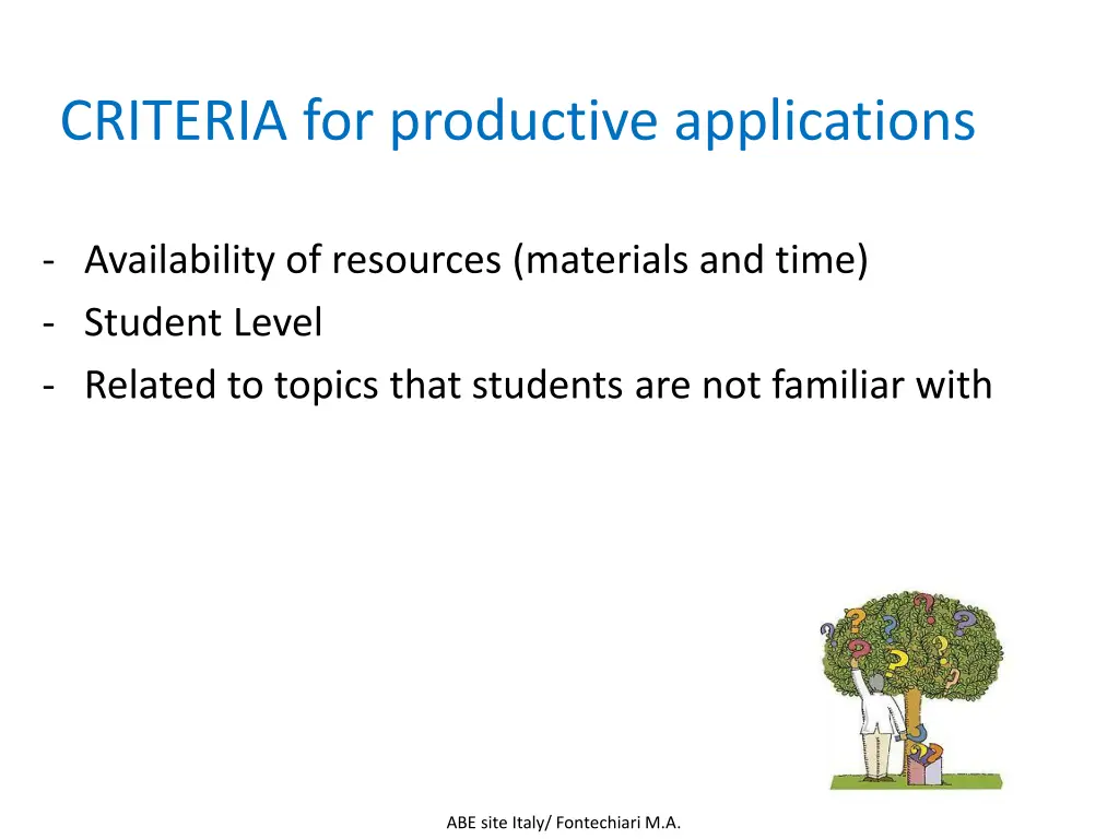 criteria for productive applications