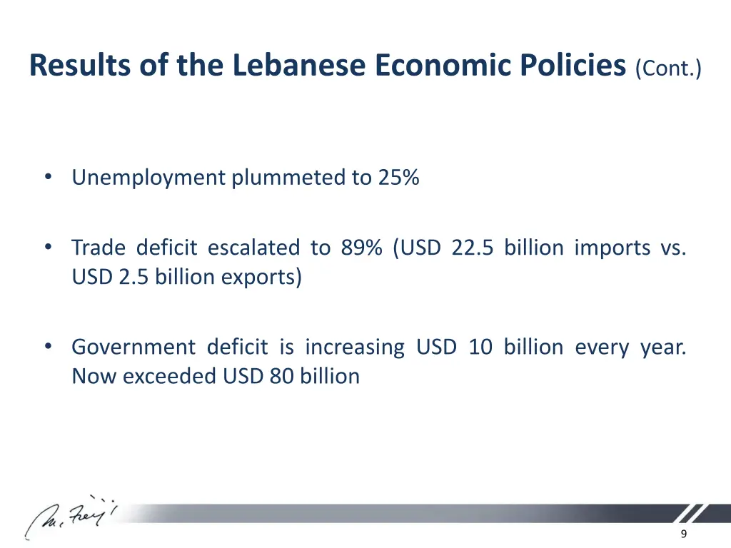 results of the lebanese economic policies cont