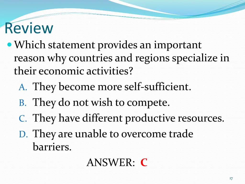 review which statement provides an important