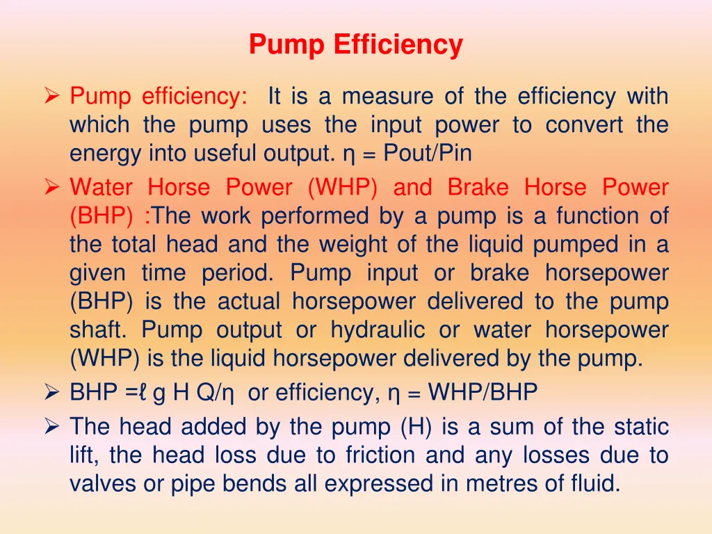 pump efficiency