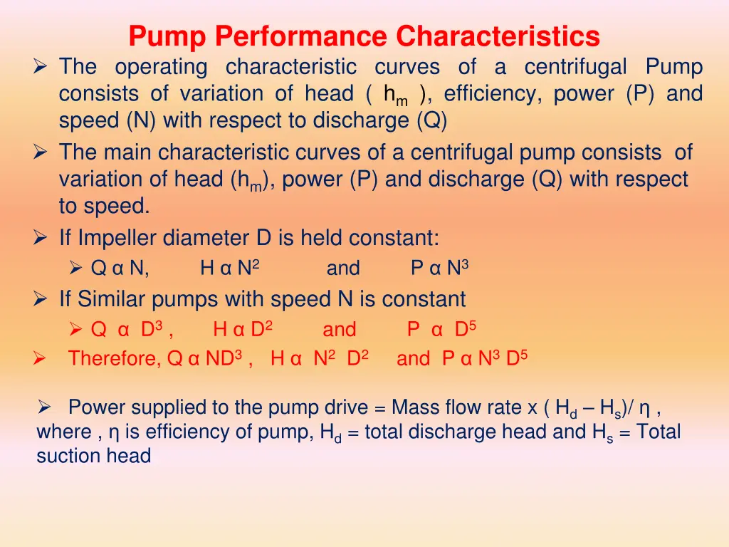 pump performance characteristics the operating