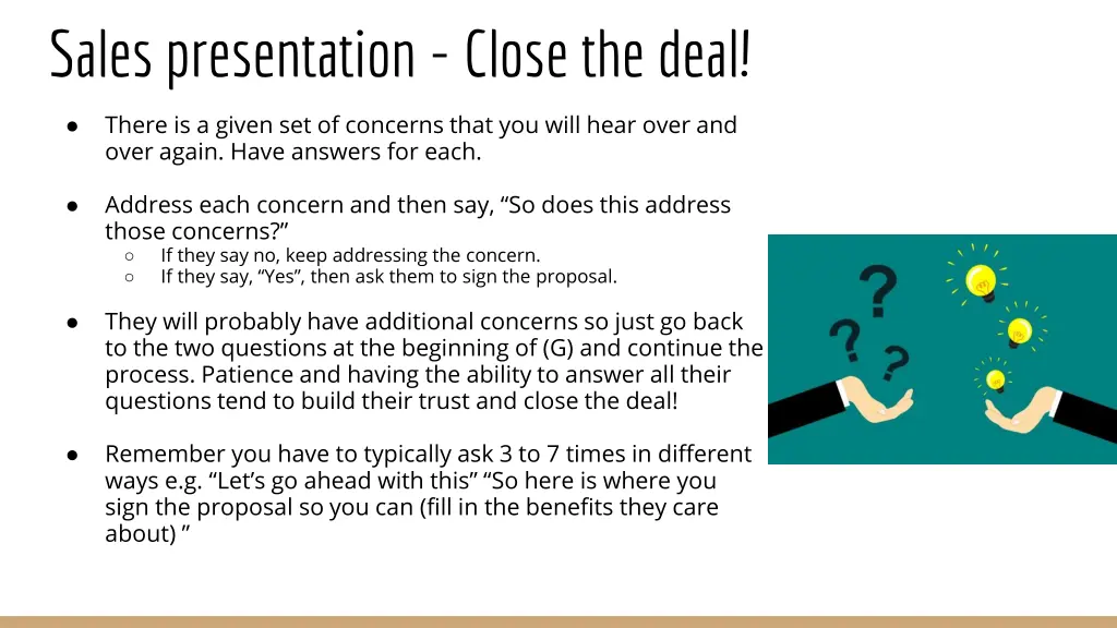 sales presentation close the deal