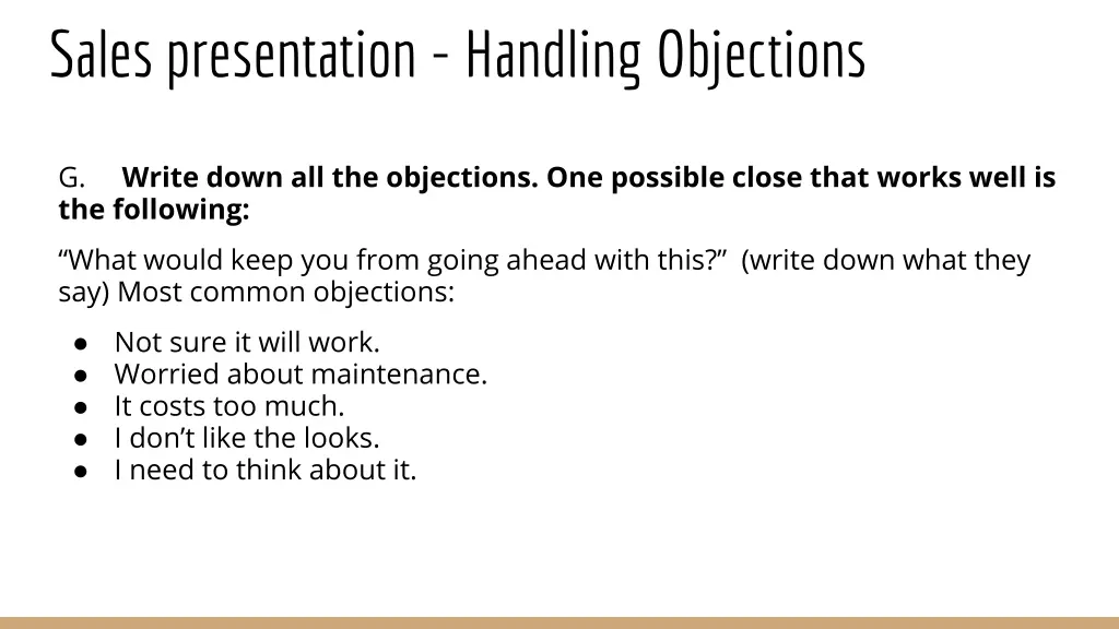 sales presentation handling objections 1