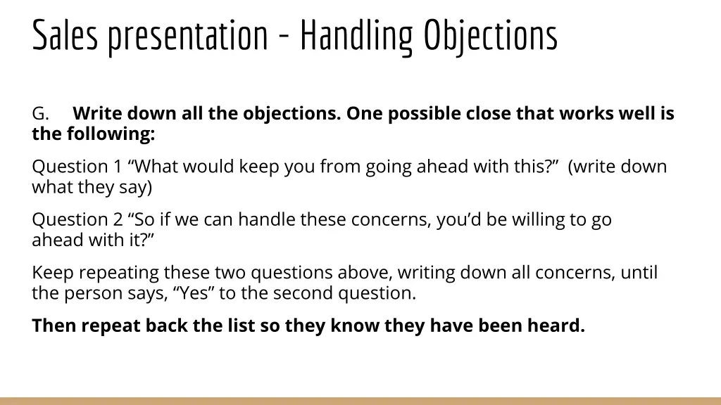 sales presentation handling objections 2