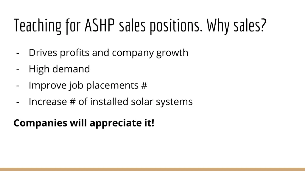 teaching for ashp sales positions why sales