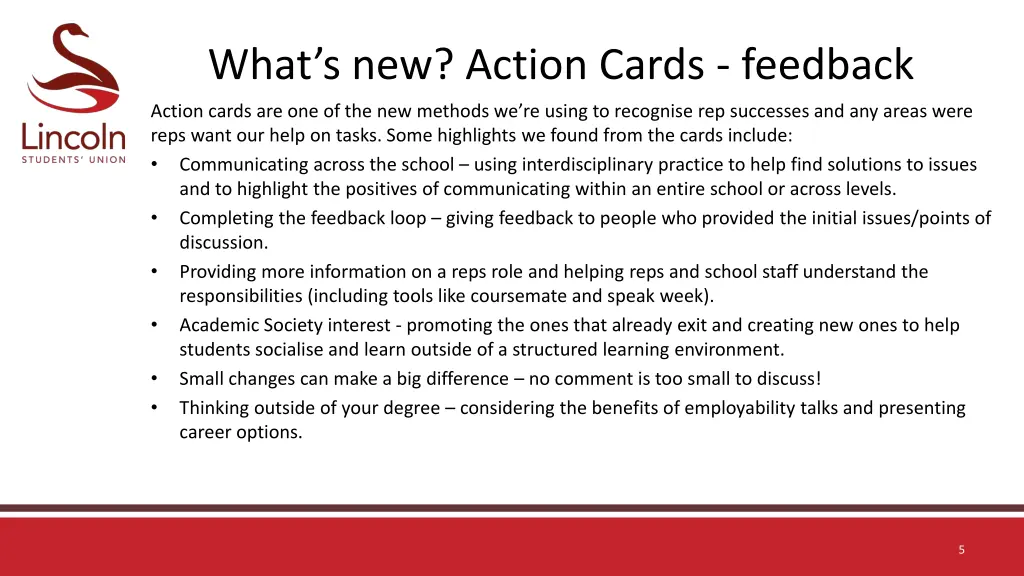 what s new action cards feedback