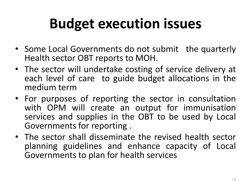 budget execution issues