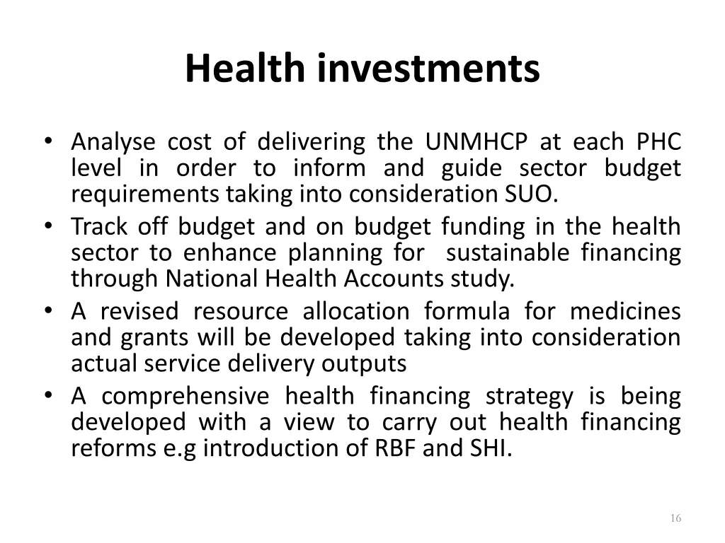 health investments