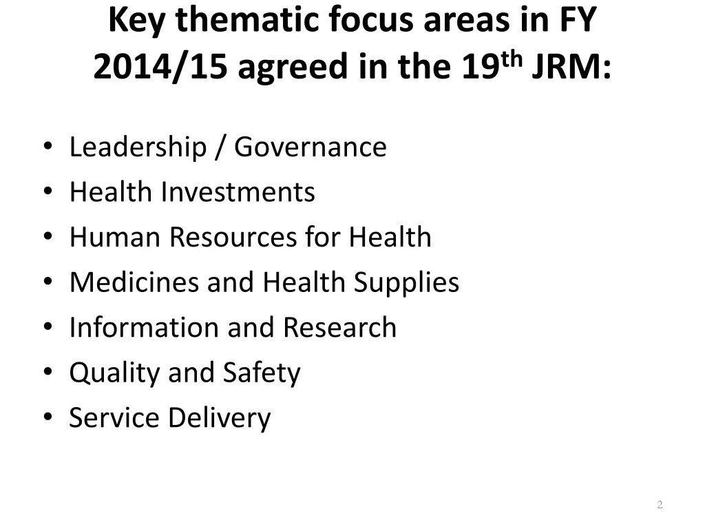 key thematic focus areas in fy 2014 15 agreed