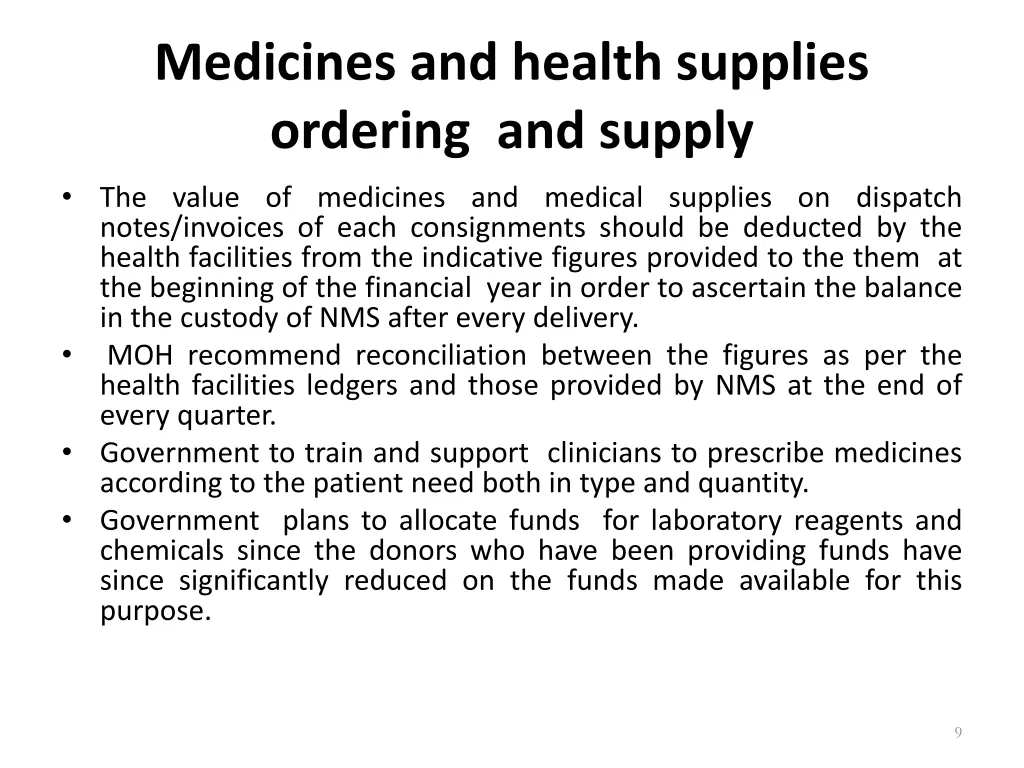 medicines and health supplies ordering and supply 1