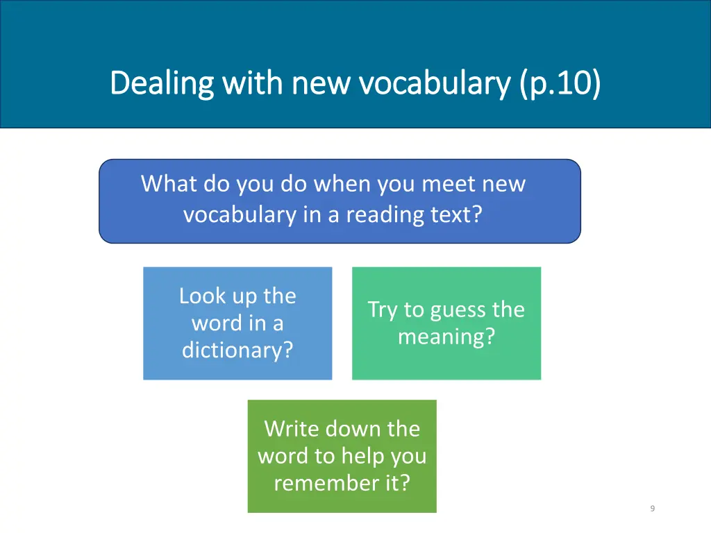 dealing with new vocabulary p 10 dealing with