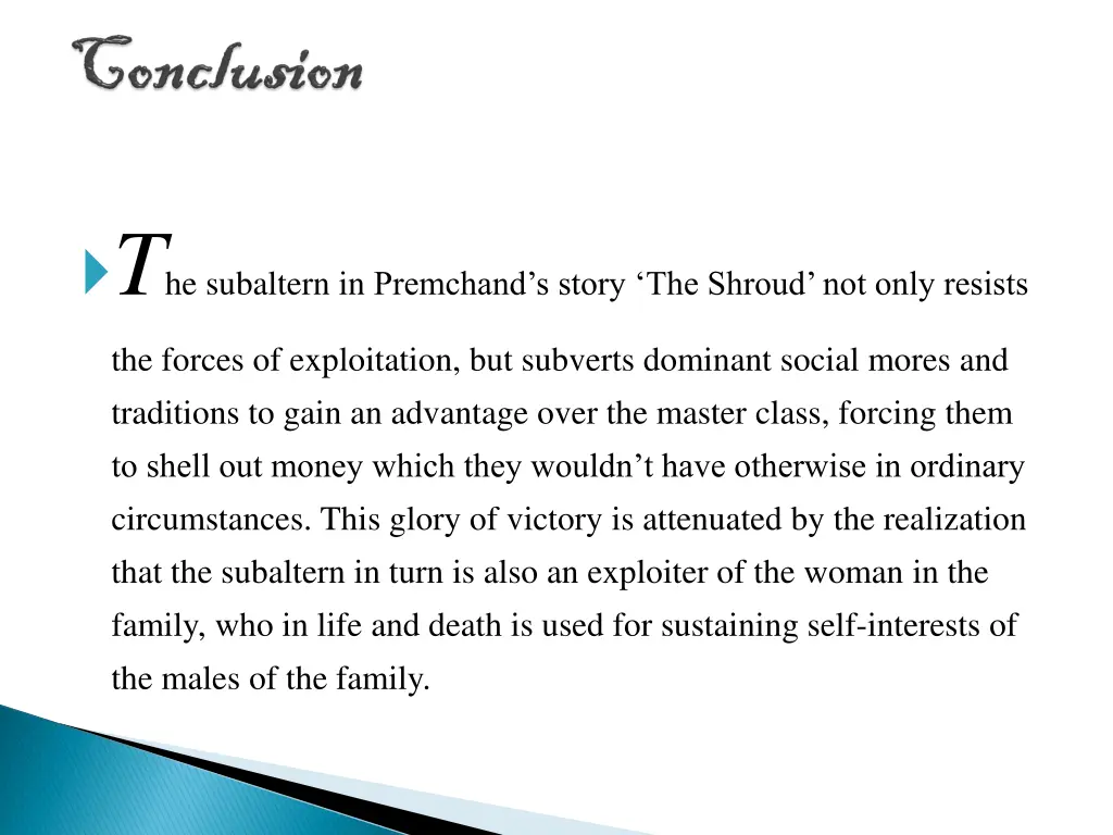 t he subaltern in premchand s story the shroud