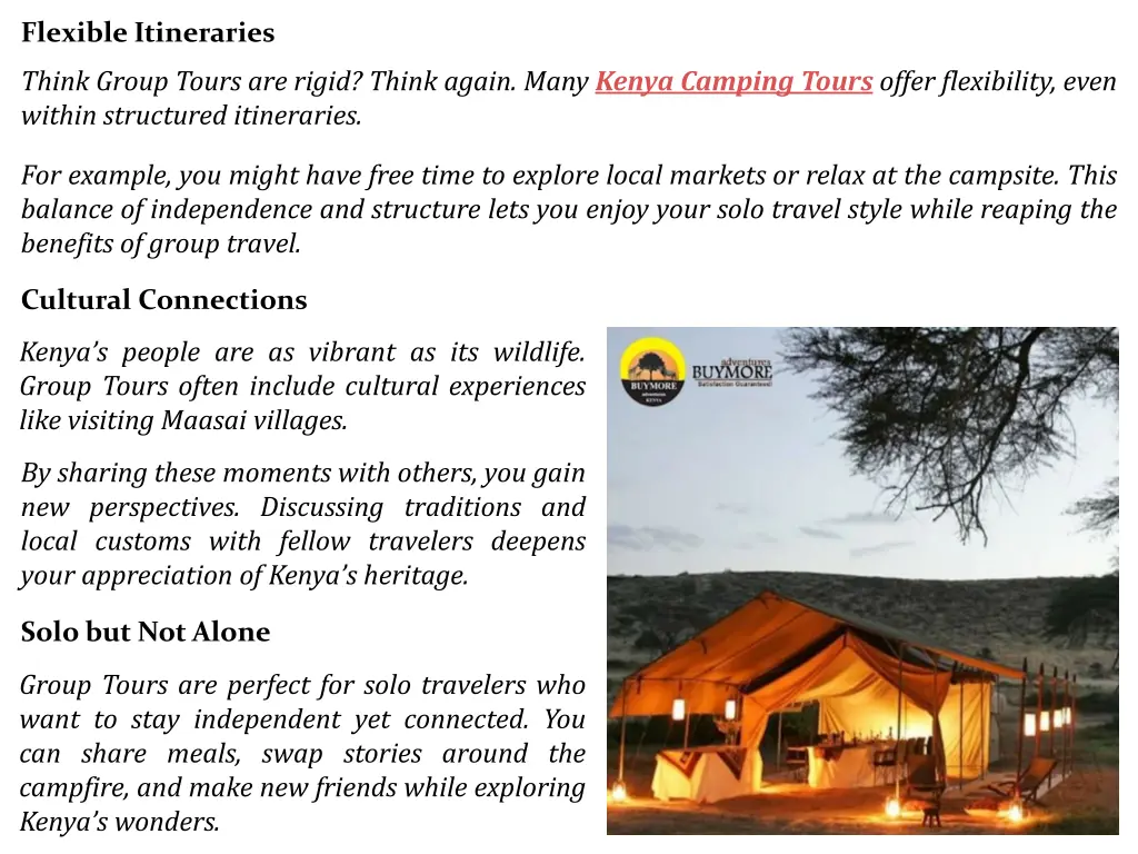 flexible itineraries