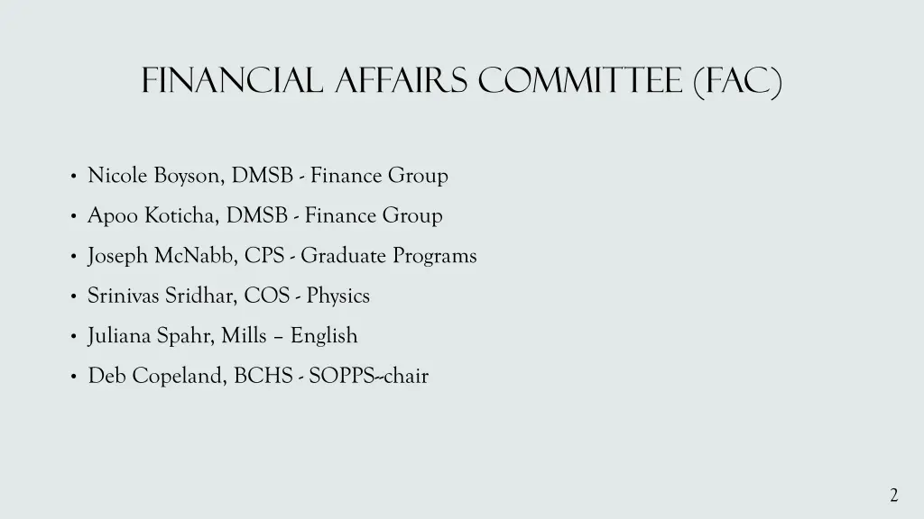 financial affairs committee fac