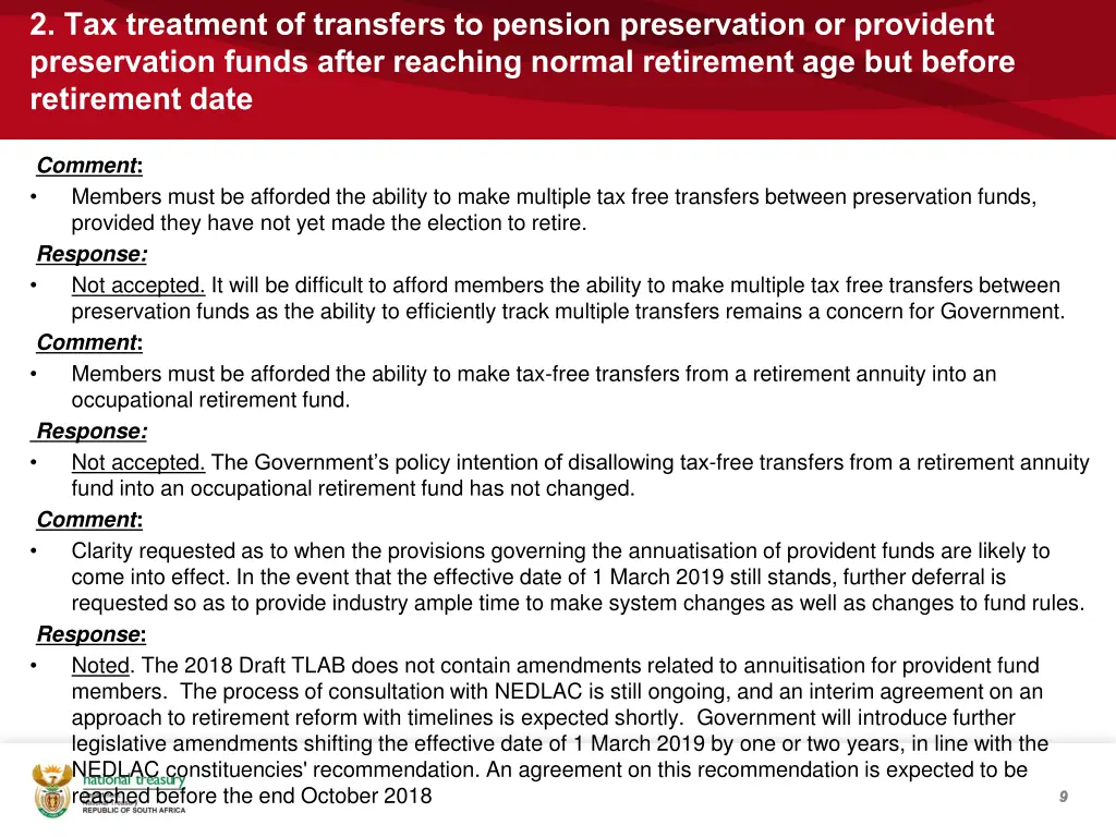 2 tax treatment of transfers to pension 1