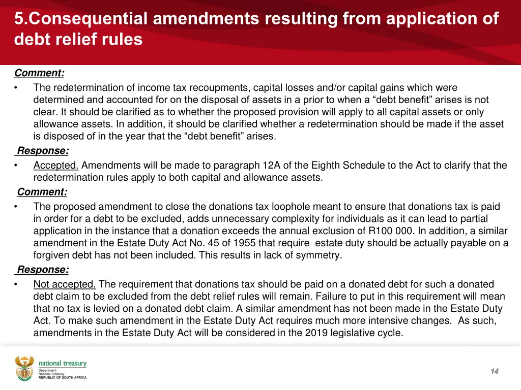 5 consequential amendments resulting from 2