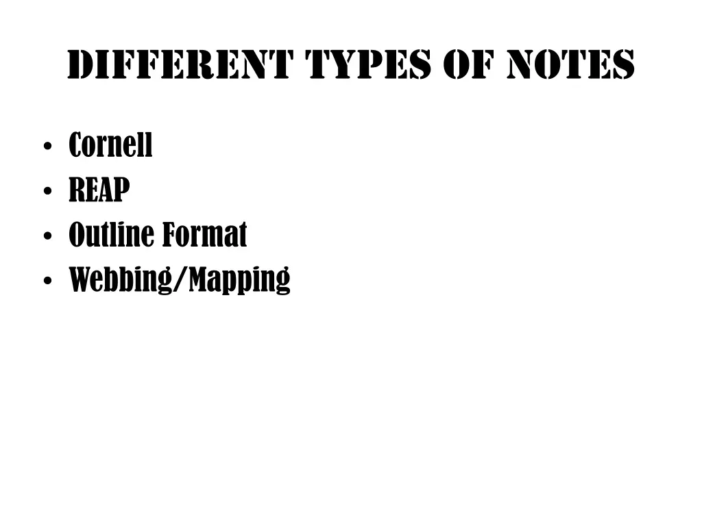 different types of notes