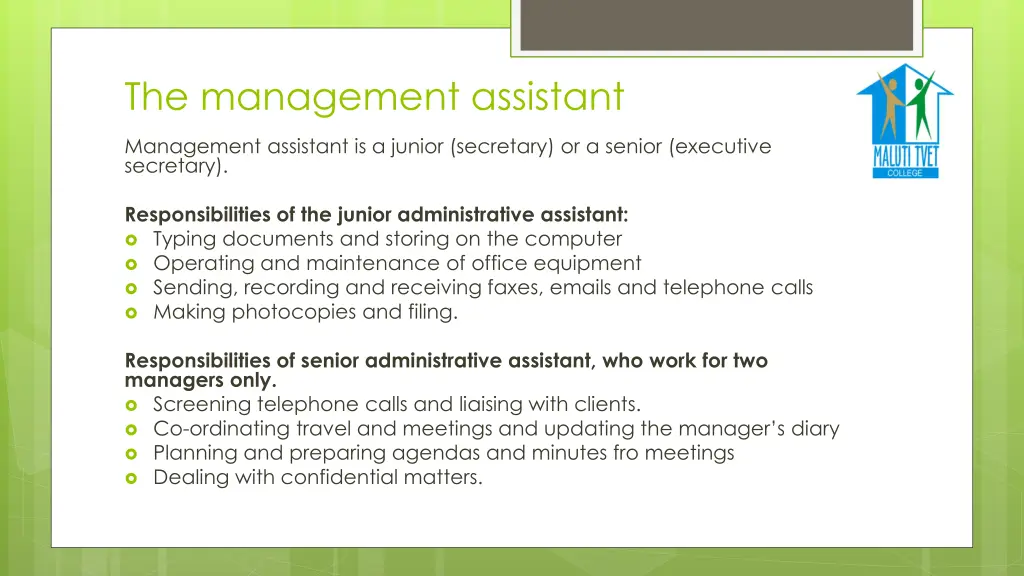 the management assistant