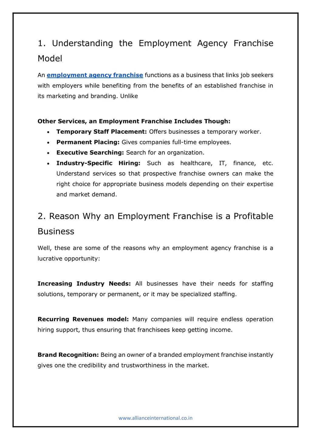 1 understanding the employment agency franchise