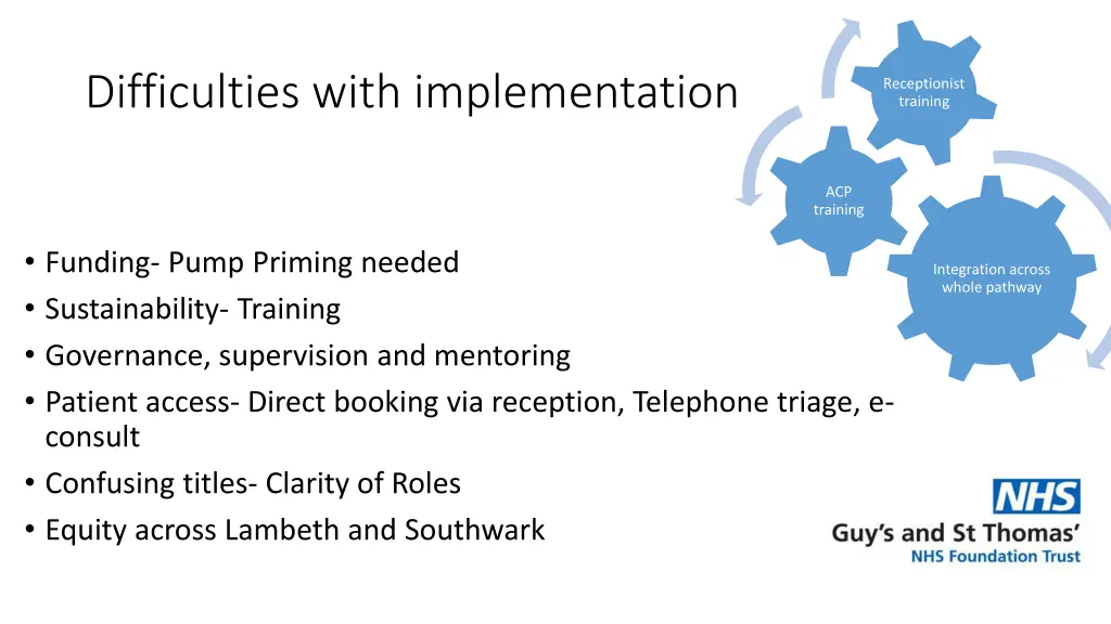 difficulties with implementation