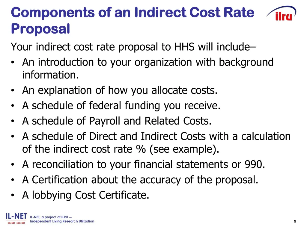 components of an indirect cost rate components