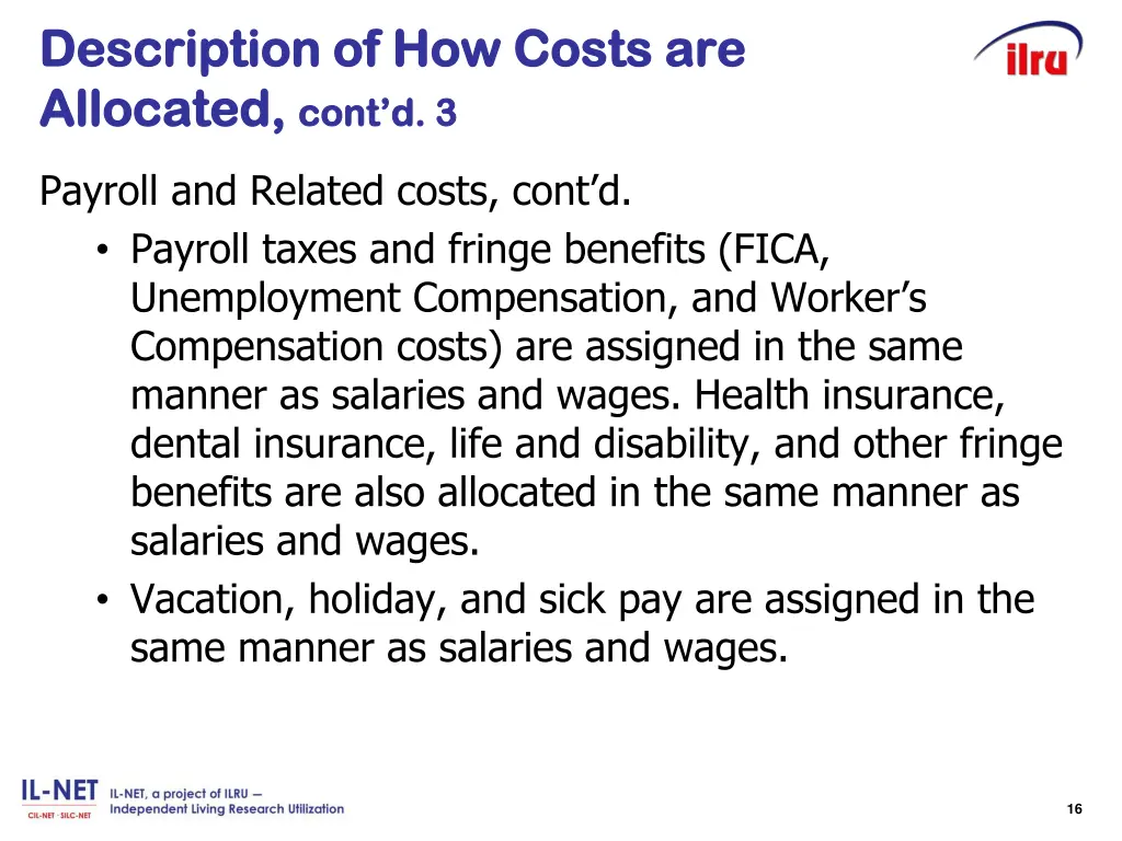 description of how costs are description 2