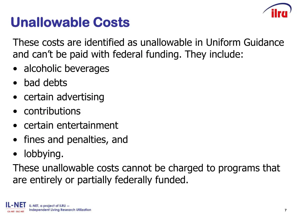 unallowable costs unallowable costs