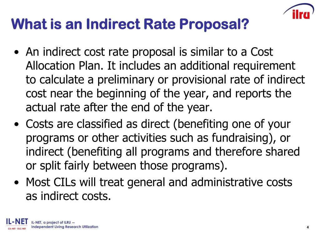 what is an indirect rate proposal what