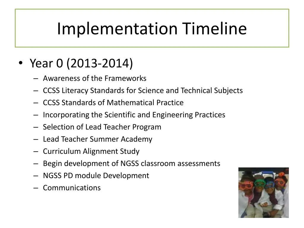 implementation timeline