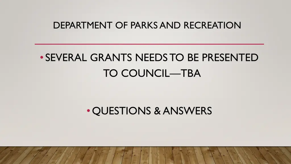 department of parks and recreation 1