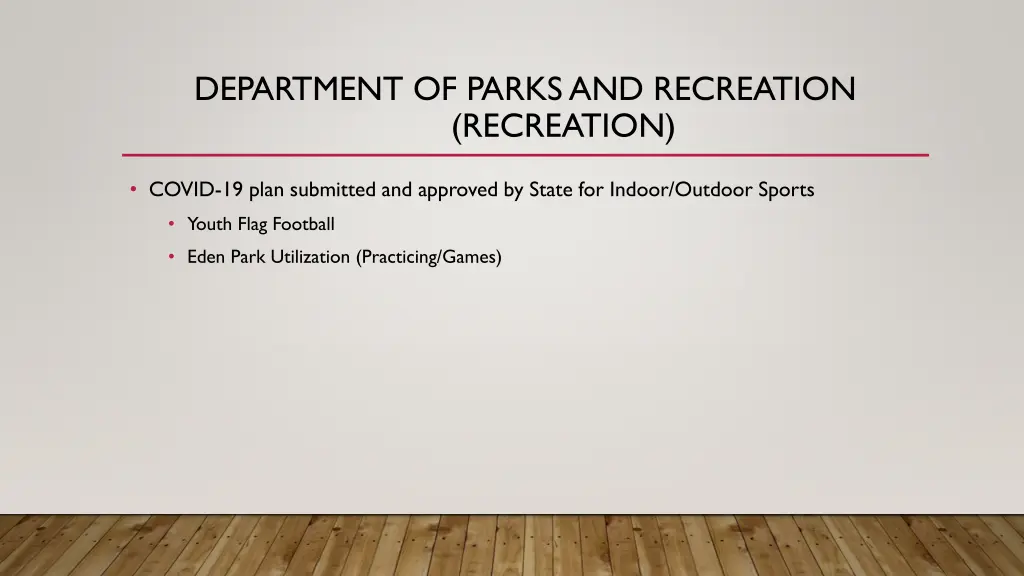 department of parks and recreation recreation