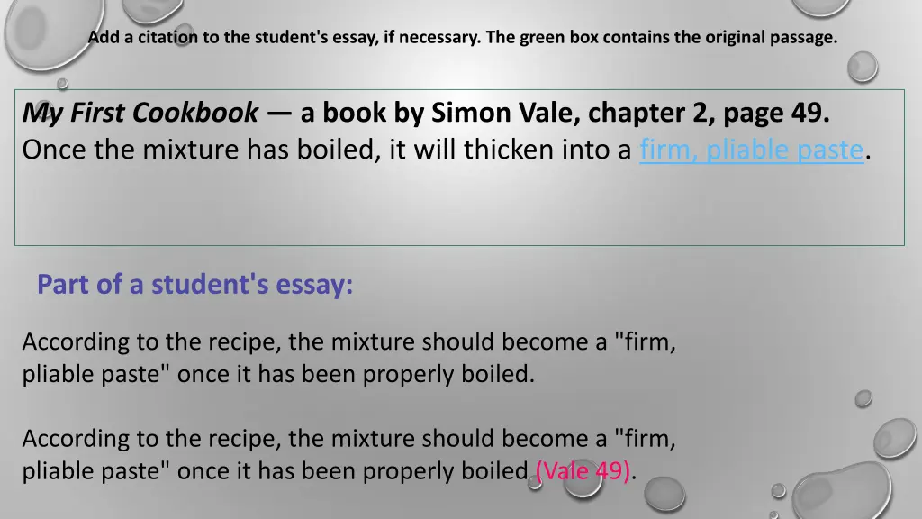 add a citation to the student s essay