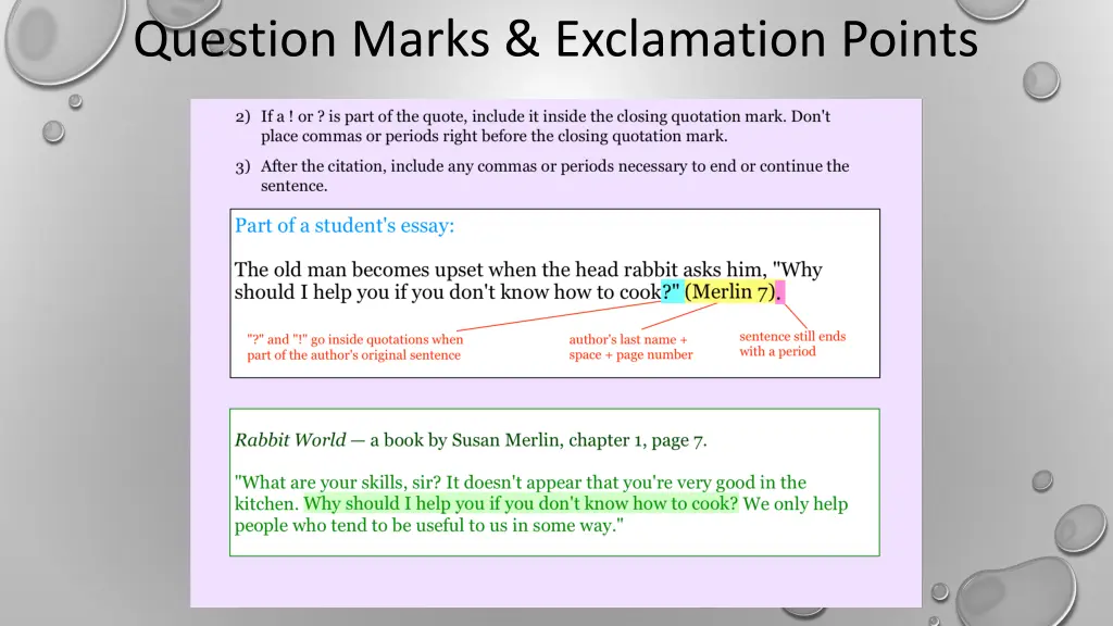 question marks exclamation points