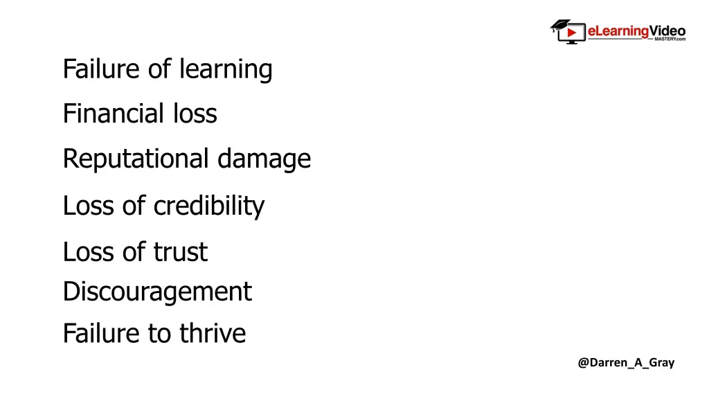 failure of learning financial loss reputational