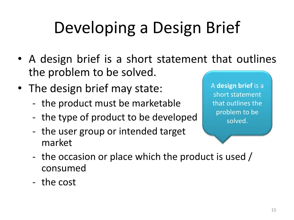 developing a design brief