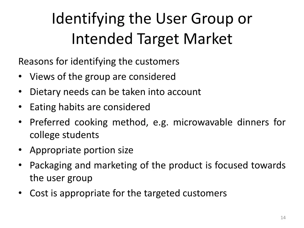 identifying the user group or intended target 2