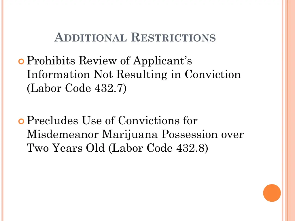 a dditional r estrictions