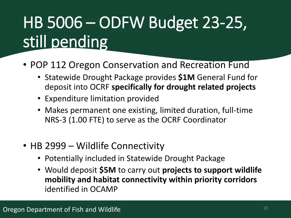 hb 5006 hb 5006 odfw budget 23 odfw budget