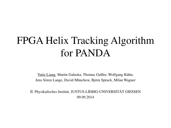 fpga helix tracking algorithm for panda