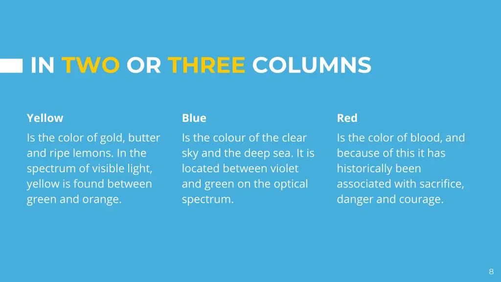 in two or three columns