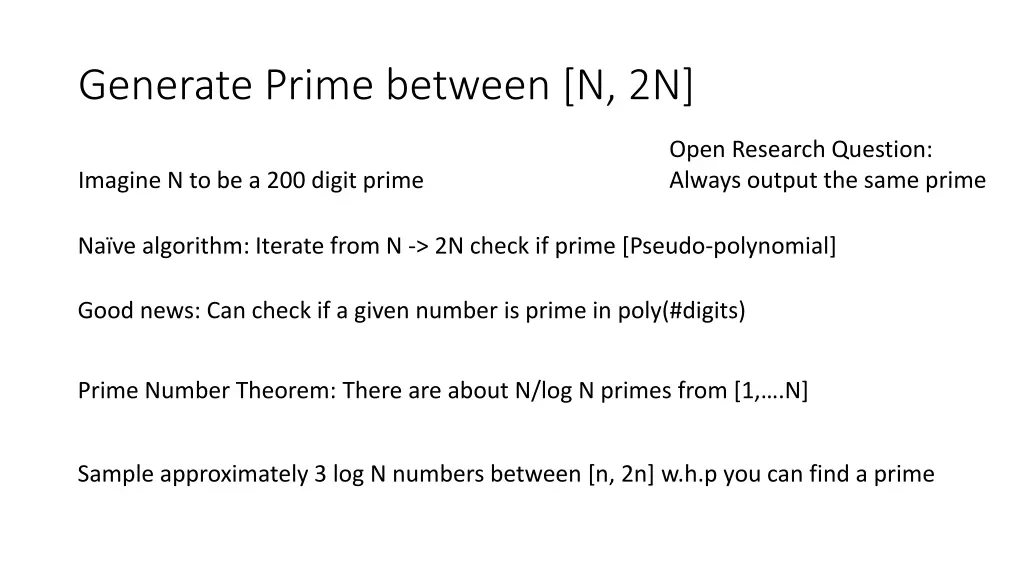 generate prime between n 2n
